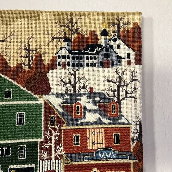 Vintage 1984 Main Street Store Front Needlepoint Handmade Cross Stitch Completed - Picture 6 of 16